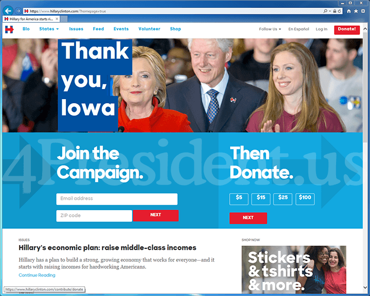 Hillary Clinton 2016 Website, February 2, 2016