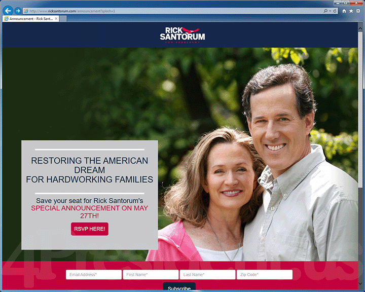 Rick Santorum 2016 Website, May 21, 2015