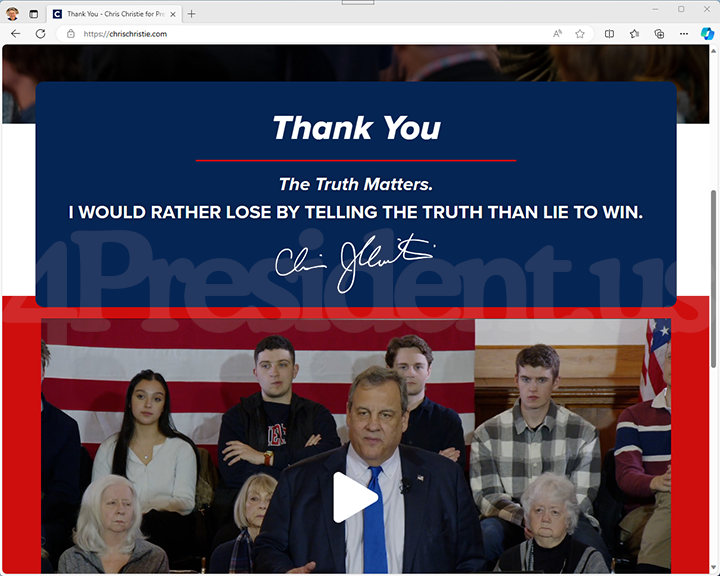 Chris Christie 2024 Website, January 10, 2024